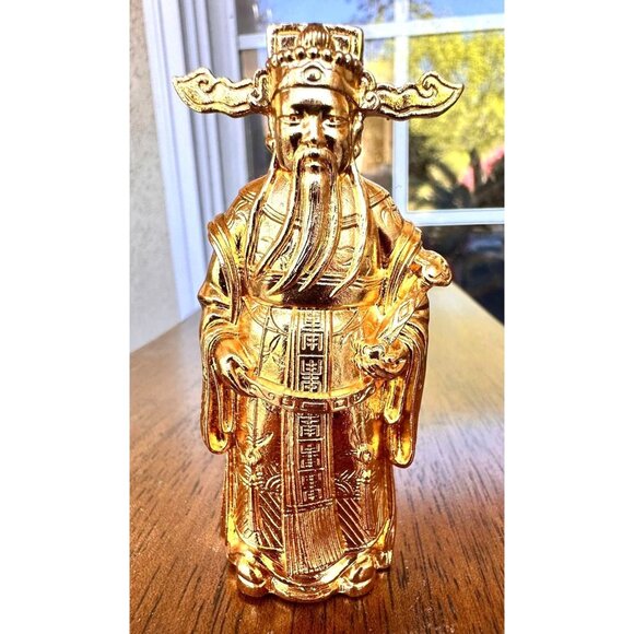 VTG Risis Singapore 24k Gold Plated  Fu Lu Shou Deities Ruler Figurines Set of 3 - Picture 6 of 12